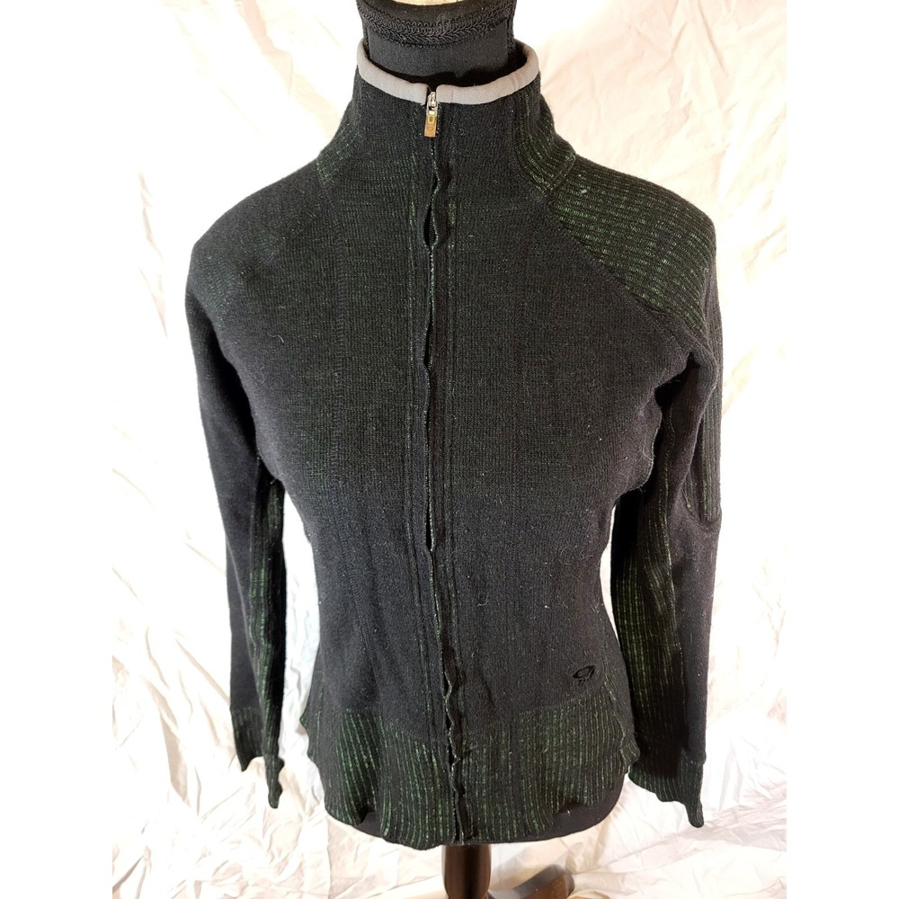 Mountain Hard Wear Size Small Green Womans Wool Blend Full Zip Sweater